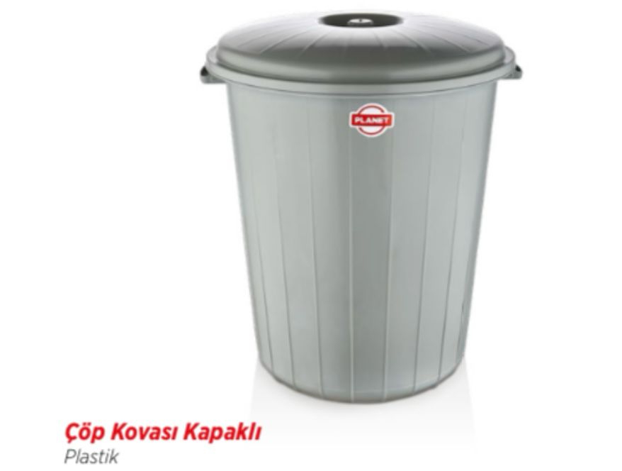 ÇÖP KOVASI KAPAKLI PLASTİK GRİ 90LT