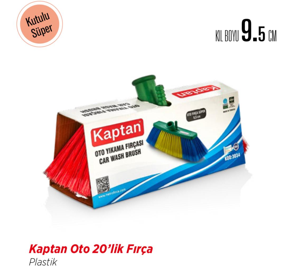 KAPTAN PLASTİK OTO 20'LİK FIRÇA 9.5CM KUTULU