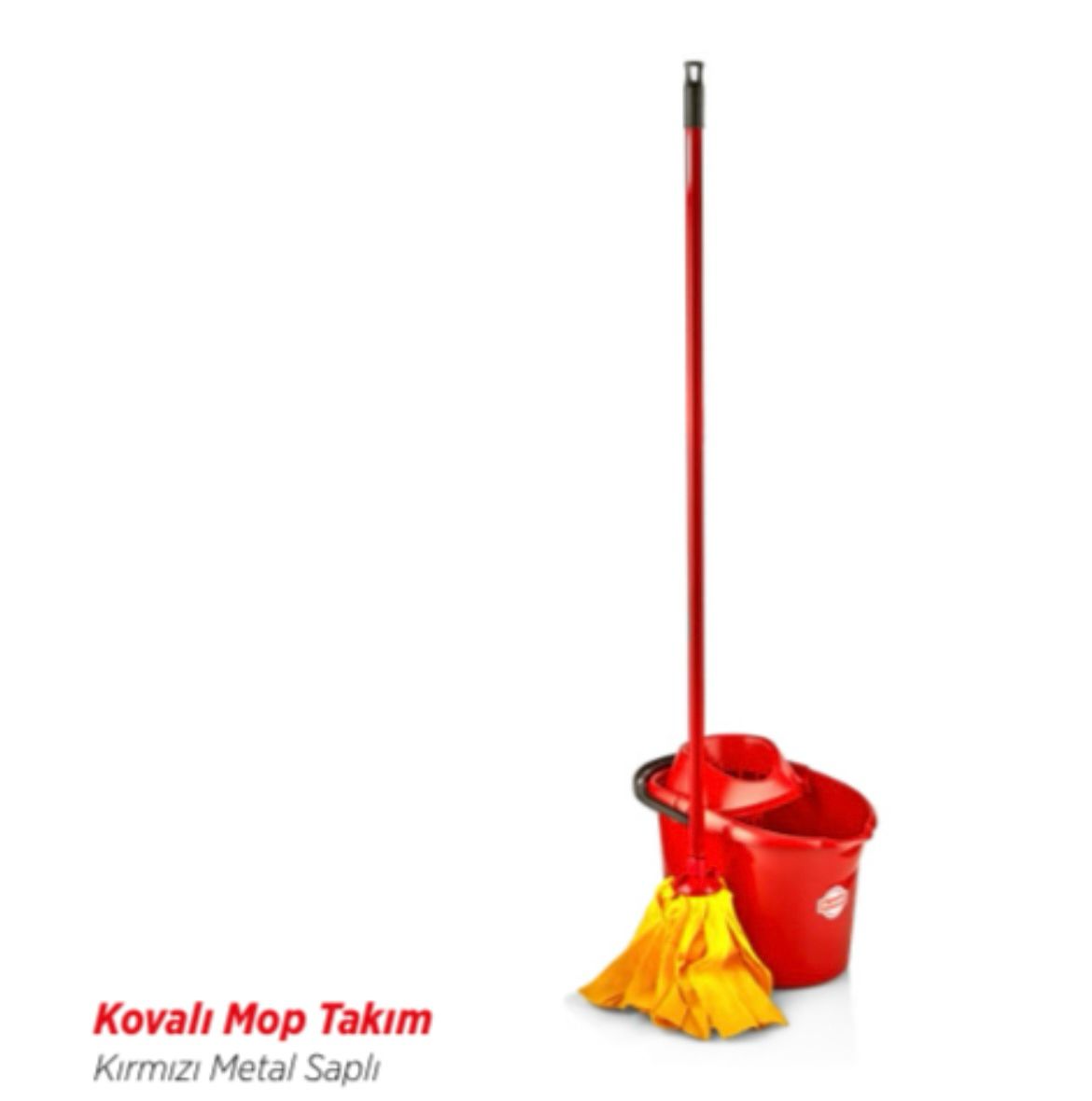 KOVALI MOP TAKIMI KIRMIZI METAL SAPLI 13LT KOVA SÜZGEÇ 